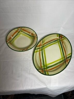 Vernonware “Tam O’Shanter” Vintage Serving Bowl and Platter Set -mid-century mod